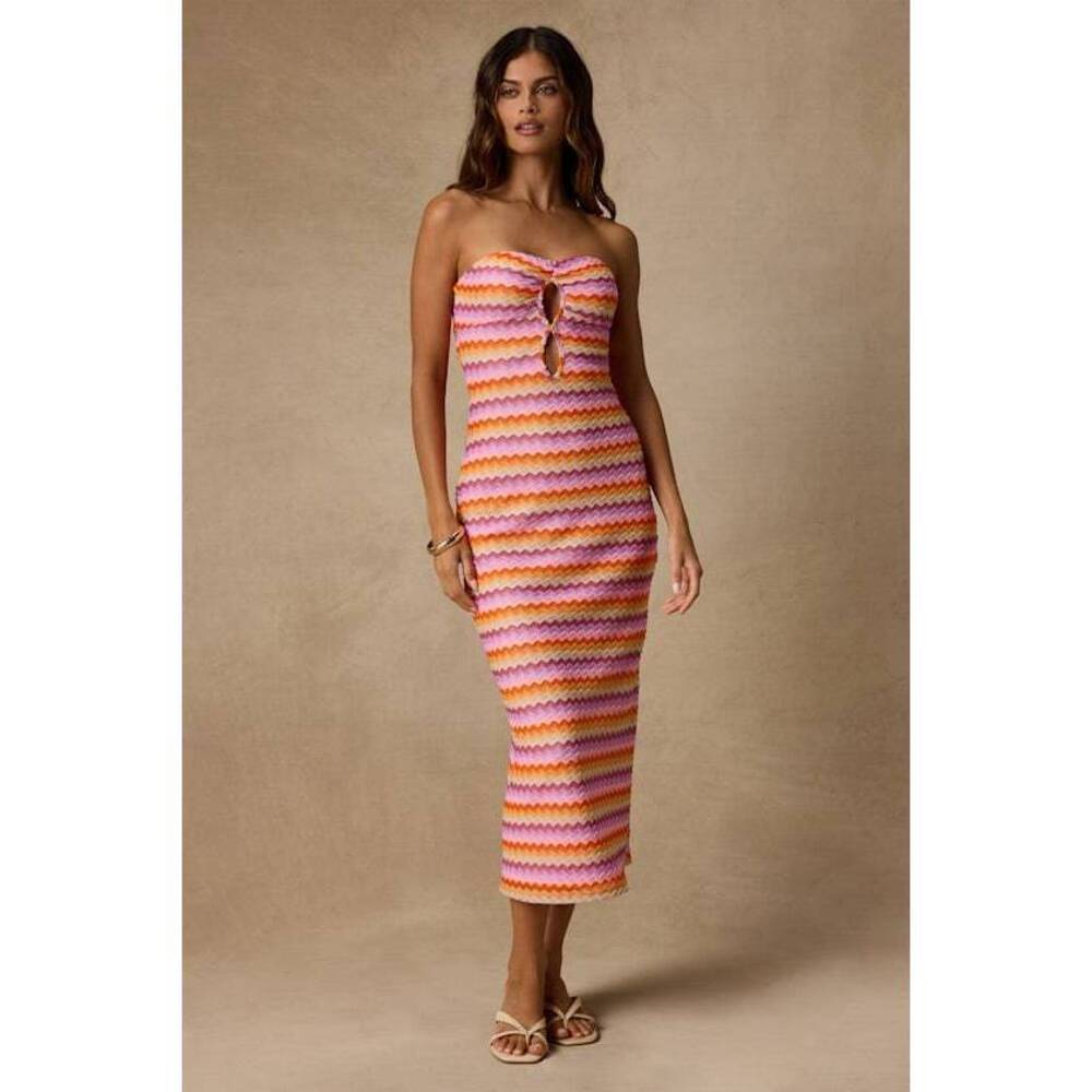 Lulus Skylaine Pink Multi Crochet Midi Dress - Size XS